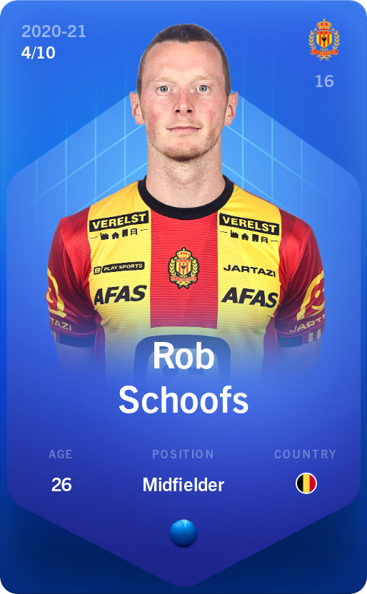 Sorare - Sorare Official - Rob Schoofs 2020-21 • Super Rare 4/10 - NFT # 99373463298300167338309747258429502641243899558980128012928251940097953237029