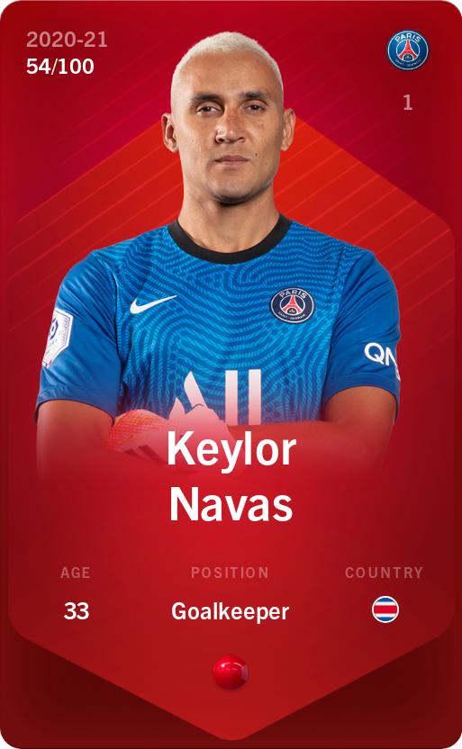 Sorare - Sorare Official - Keylor Navas 2020-21 • Rare 54/100 - NFT # 7202542360731809855606042992764476638517591723265099009977052841120460899187