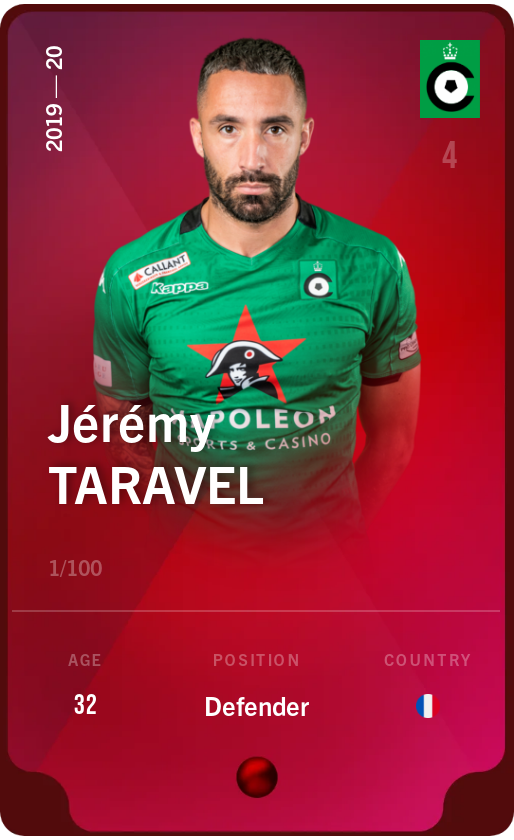 Sorare - Sorare Official - Jérémy Taravel 2019-20 • Rare 1/100 - NFT # 60925522601173712858631152159108784801001029388367936828756209994386239324086