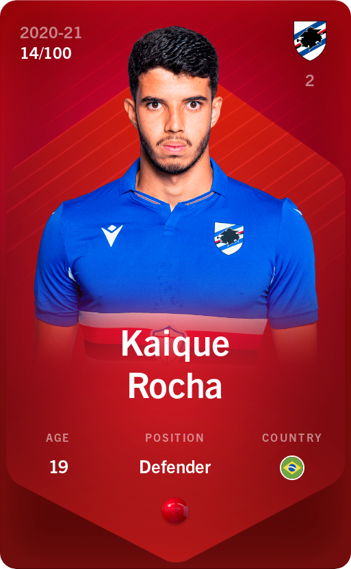 Sorare - Sorare Official - Kaique Rocha 2020-21 • Rare 14/100 - NFT # 35530202125096231944408432362025013779247231180155553828731360297224546062354