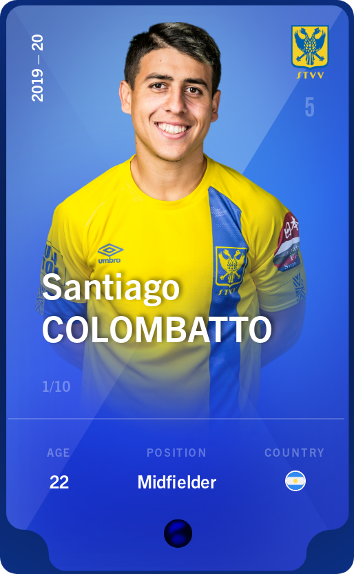 Sorare - Sorare Official - Santiago Colombatto 2019-20 • Super Rare 1/10 - NFT # 37726689402759920929836826413393900324647045828340129595130575159576060864842