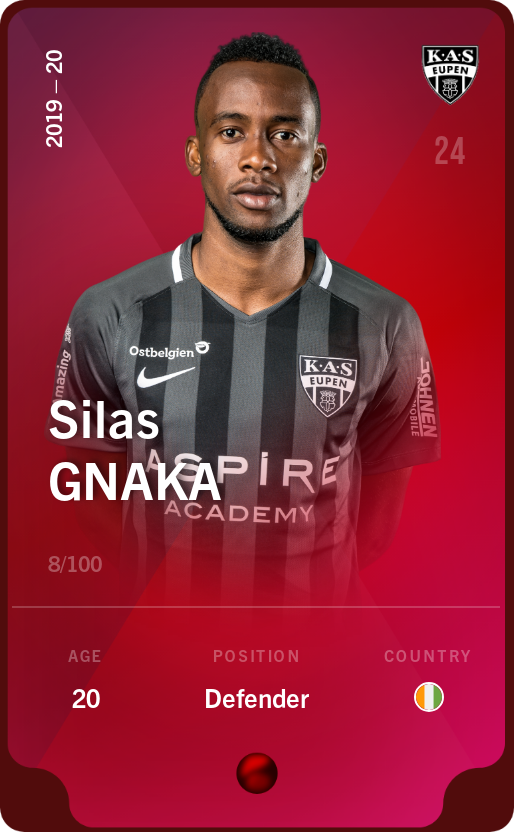 Sorare - Sorare Official - Silas Gnaka 2019-20 • Rare 8/100 - NFT # 73310009809777732967628980561919041513511423360124597853439119124209435279434