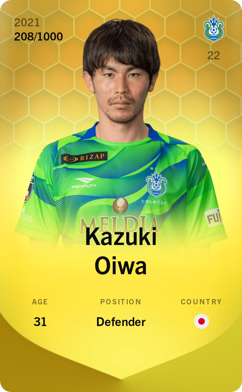 Sorare - Sorare Official - Kazuki Oiwa 2021-22 • Limited 208/1000 - NFT # 91464527167194308648616330885114669082694948762336780356937806653381599458629