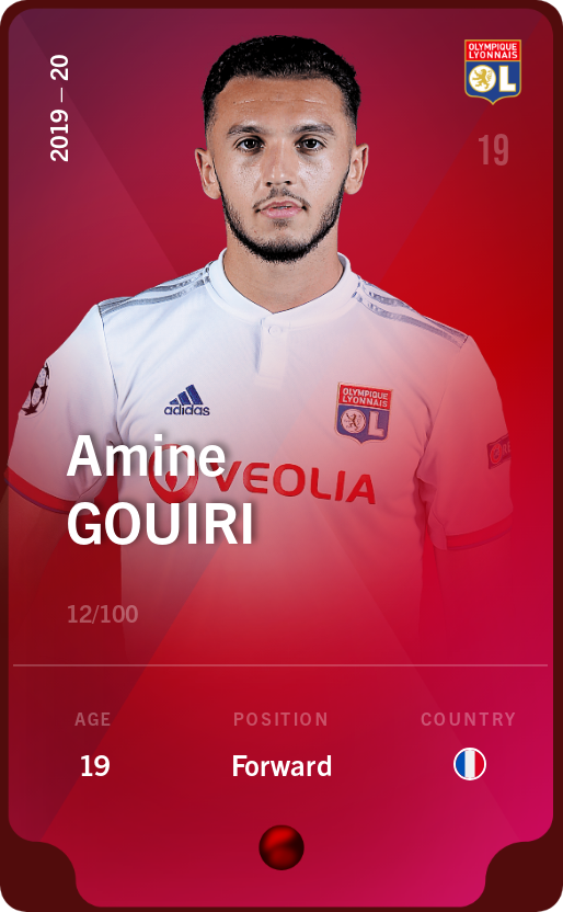 Sorare - Sorare Official - Amine Gouiri 2019-20 • Rare 12/100 - NFT # 89540919693744316855022482585019744254986578709608292615998750220030081649531