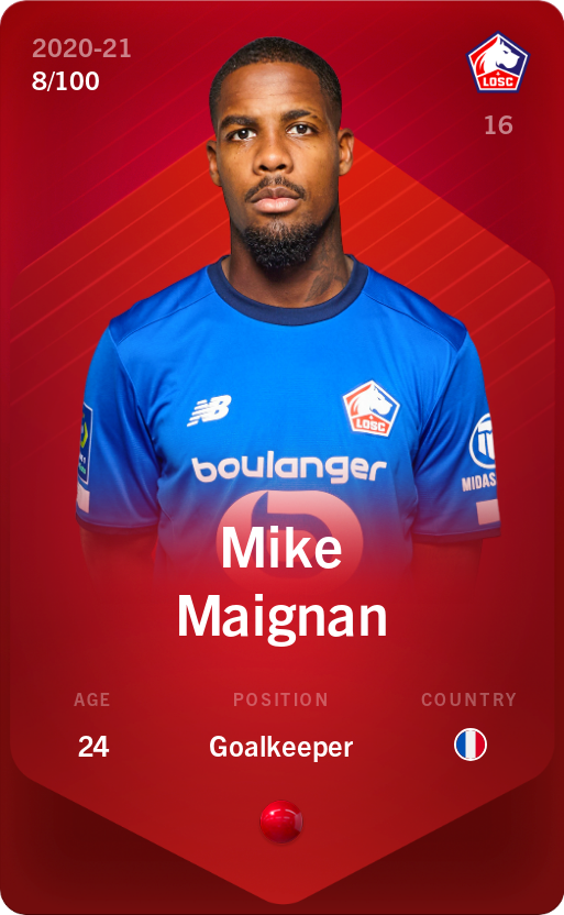Sorare - Sorare Official - Mike Maignan 2020-21 • Rare 8/100 - NFT # 2272977548158678108819234111810146236123639861699208624059499020230370818842