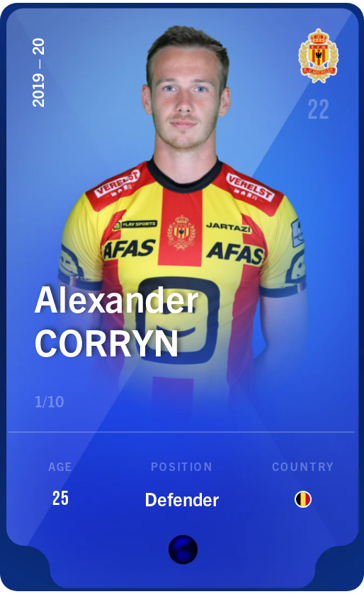 Sorare - Sorare Official - Alexander Corryn 2019-20 • Super Rare 1/10 - NFT # 12470645718583945185484473514915273522885840420075966897391800675217422605840