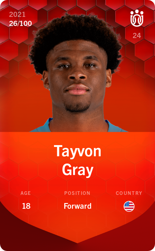 Sorare - Sorare Official - Tayvon Gray 2021-22 • Rare 26/100 - NFT # 89377166957597445150685690121247824101641786480372230393646184598361471756112