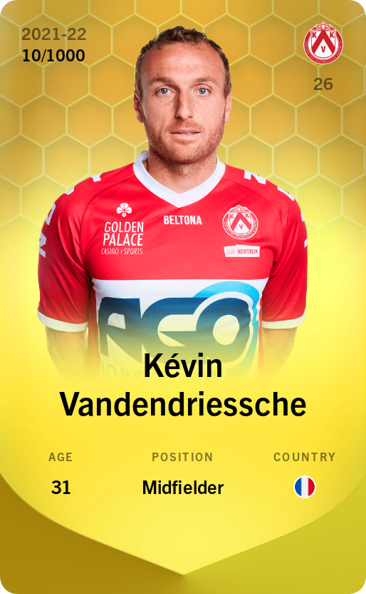 Sorare - Sorare Official - Kévin Vandendriessche 2021-22 • Limited 10/1000 - NFT # 35854850693100531768084812748241787464270494008023647945840136673475072173568
