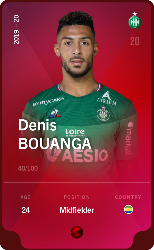 Sorare - Sorare Official - Denis Bouanga 2019-20 • Rare 40/100 - NFT # 84539540628112274402712215370313223649783429109519533472999071450642664865866