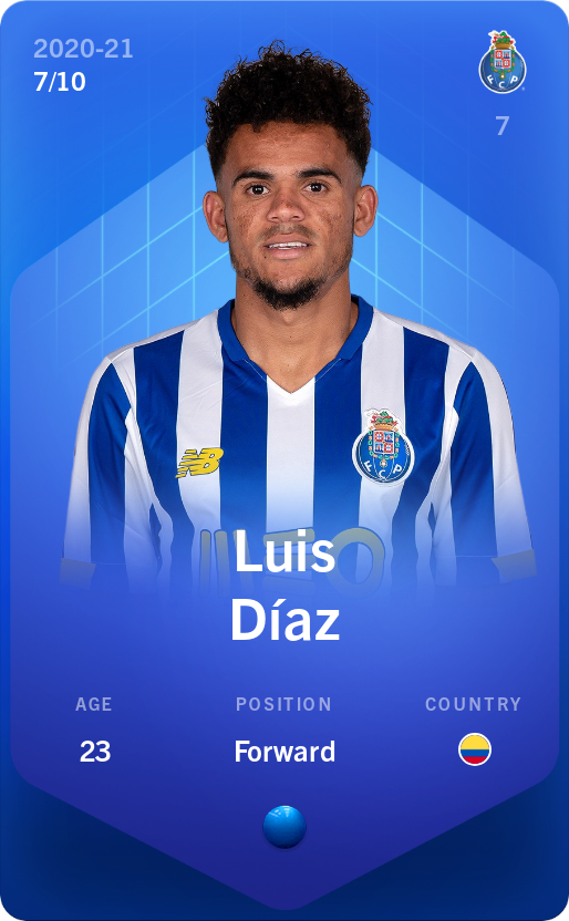 Sorare - Sorare Official - Luis Díaz 2020-21 • Super Rare 7/10 - NFT # 37583389343557214901168235899505768528601714966436914342945508178542846610410