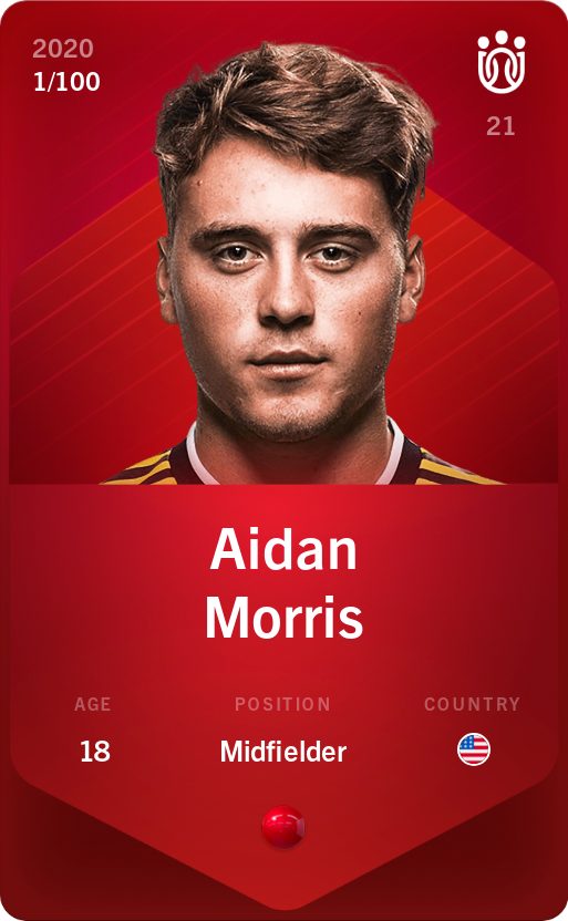 Sorare - Sorare Official - Aidan Morris 2020-21 • Rare 1/100 - NFT # 55790514758993246307656870242942374309785962810380916116404526735503011135991