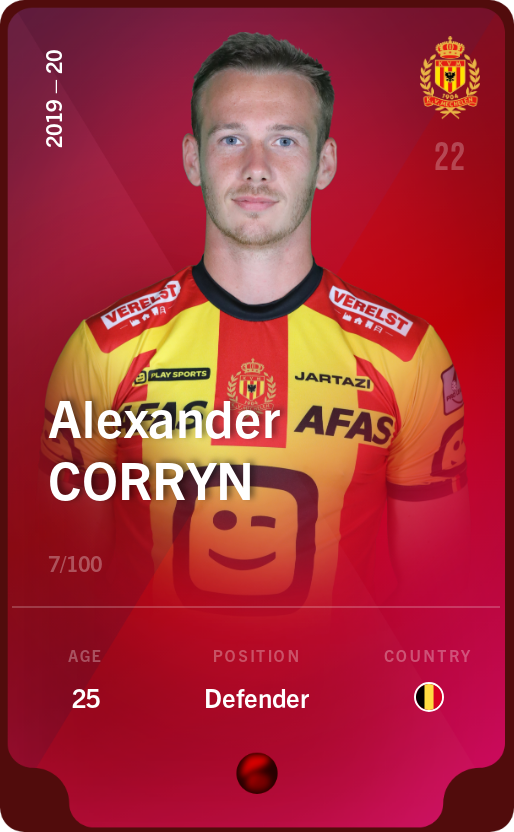 Sorare - Sorare Official - Alexander Corryn 2019-20 • Rare 7/100 - NFT # 33079910499464932176479955391500163546778440964358469674348800148233274166442