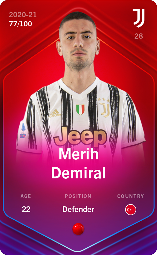Sorare - Sorare Official - Merih Demiral 2020-21 • Rare 77/100 - NFT # 64097065353315988163728705440547400507380447724515262241660631808432440203153