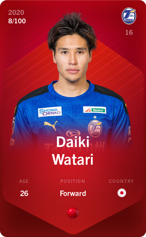 Sorare - Sorare Official - Daiki Watari 2020-21 • Rare 8/100 - NFT # 26164930778109980054753488029445068671412232759747160790342292691020600524258