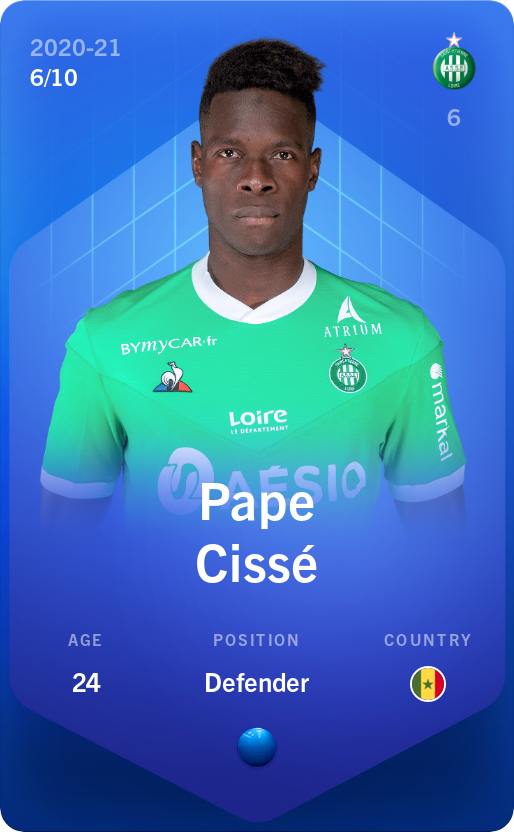 Sorare - Sorare Official - Pape Cissé 2020-21 • Super Rare 6/10 - NFT # 11969999301736360195377351648477197247967968797022689697794830253084122083237
