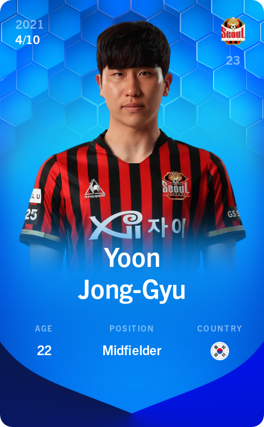 Sorare - Sorare Official - Yoon Jong-Gyu 2021-22 • Super Rare 4/10 - NFT # 9429568862719960452377779447325606233431246699946277044206649174125831225404