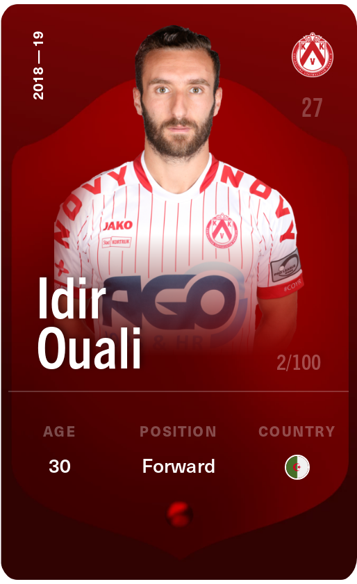 Sorare - Sorare Official - Idir Ouali 2018-19 • Rare 2/100 - NFT # 97735973969062765734173397042259018204541117353816867326469924776876299097396