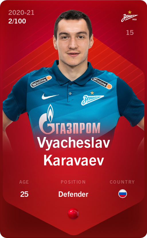 Sorare - Sorare Official - Vyacheslav Karavaev 2020-21 • Rare 2/100 - NFT # 98461194778996475205664885508578277303434888770365214855719245203569798682571