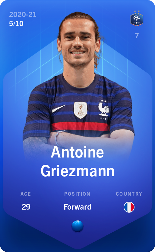 Sorare - Sorare Official - Antoine Griezmann 2020-21 • Super Rare 5/10 - NFT # 107090643583162419720177959895782517710748201354429637258748586829854092566008