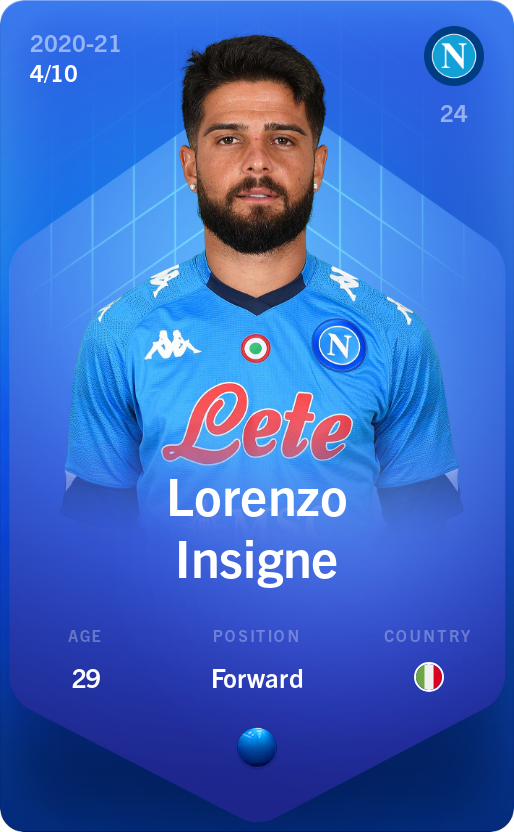 Sorare - Sorare Official - Lorenzo Insigne 2020-21 • Super Rare 4/10 - NFT # 75608326486667224788498155625169875276871768374781569146141784146401461713823