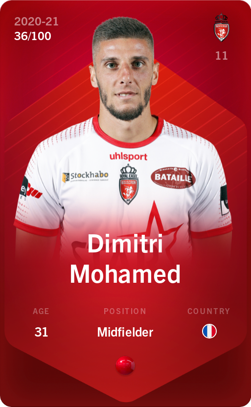 Sorare - Sorare Official - Dimitri Mohamed 2020-21 • Rare 36/100 - NFT # 28395997378819451895867722829830908899862653825868843241702206623609518157855