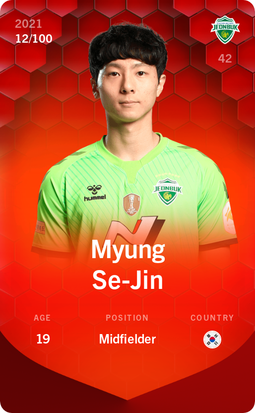 Sorare - Sorare Official - Myung Se-Jin 2021-22 • Rare 12/100 - NFT # 5377390955436374994319369125541601663901739291905746222329306843717182468091