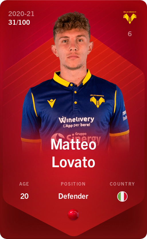 Sorare - Sorare Official - Matteo Lovato 2020-21 • Rare 31/100 - NFT # 10372700612337848502382599732707713901946225340306435981687960589916472858037