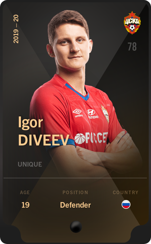 Sorare - Sorare Official - Igor Diveev 2019-20 • Unique - NFT # 29282920872609789821047758858899799413159730444413585760051042326700492837575