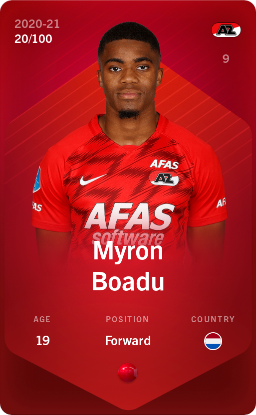 Sorare - Sorare Official - Myron Boadu 2020-21 • Rare 20/100 - NFT # 53022491242413202032201591849126075151337315482255540525981973080305669083080