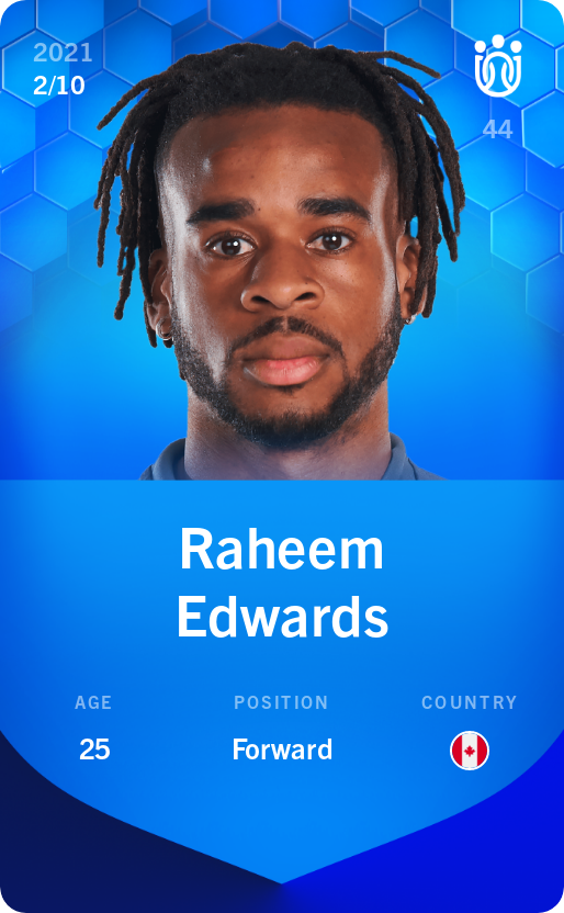 Sorare - Sorare Official - Raheem Edwards 2021-22 • Super Rare 2/10 - NFT # 63007752211303830587160184408776579474344154915086755141486928877190711574829