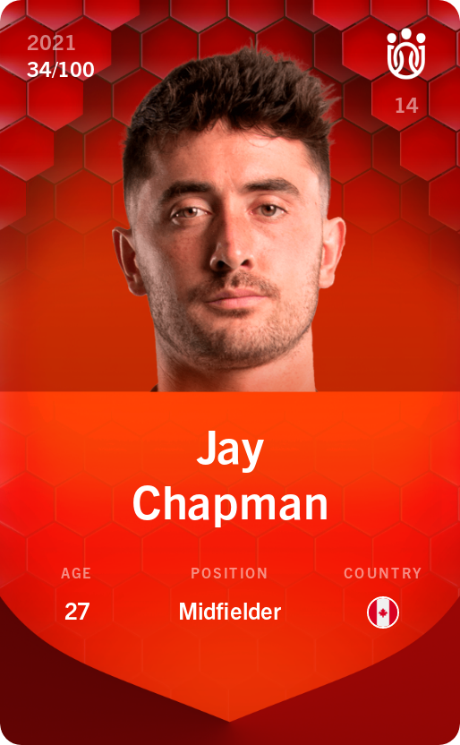 Sorare - Sorare Official - Jay Chapman 2021-22 • Rare 34/100 - NFT # 70146190253368888813289556908734196285159237845357427563967688332936189303636