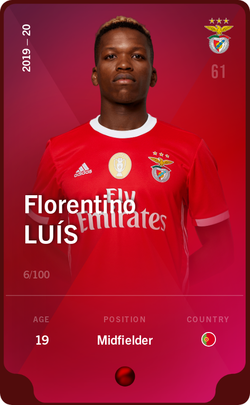 Sorare - Sorare Official - Florentino Luís 2019-20 • Rare 6/100 - NFT # 15487191991848882426011562958262244334695201160128657875863831522398735255828