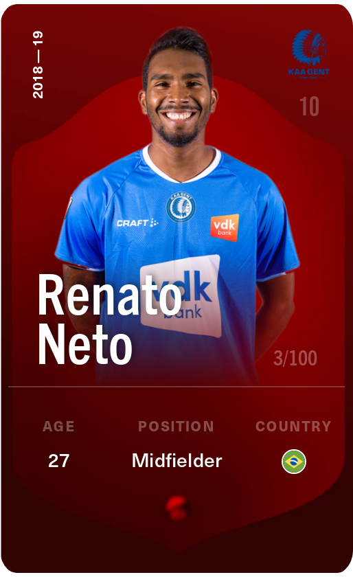 Sorare - Sorare Official - Renato Neto 2018-19 • Rare 3/100 - NFT # 61097760996277465355476820940370488401145200285411442668467942674594782588165