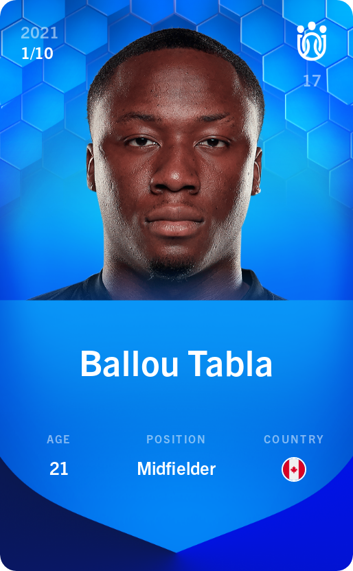 Sorare - Sorare Official -  Ballou Tabla 2021-22 • Super Rare 1/10 - NFT # 71433855375860139245439421479619043461923243929160052548896990981502437220456