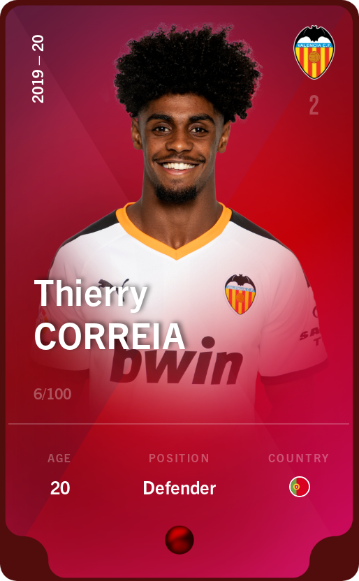 Sorare - Sorare Official - Thierry Correia 2019-20 • Rare 6/100 - NFT # 25483813541658842866283618628324957260234042556124163467336237411141126793572