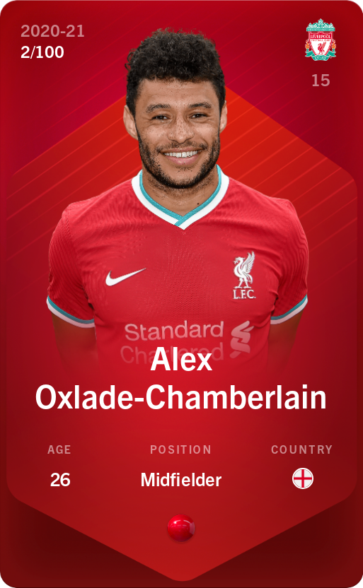 Sorare - Sorare Official - Alex Oxlade-Chamberlain 2020-21 • Rare 2/100 - NFT # 41736757797949150729967736164732794624610659286572385001838425887565459015883