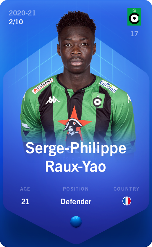 Sorare - Sorare Official - Serge-Philippe Raux-Yao 2020-21 • Super Rare 2/10 - NFT # 29608997904432469678228063606077697475325181807028589926626396472407811990765