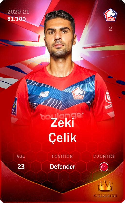 Sorare - Sorare Official - Zeki Çelik 2020-21 • Rare 81/100 - NFT # 31352638290101148696809140246294514613031821809530960145338235004176005854051