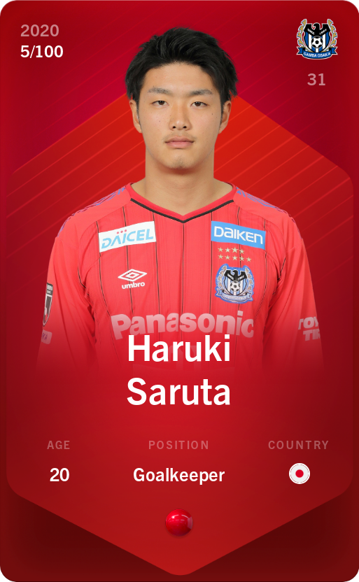 Sorare - Sorare Official - Haruki Saruta 2020-21 • Rare 5/100 - NFT # 32436334774372430618805597415789667832134362134062317030183856249075601202036