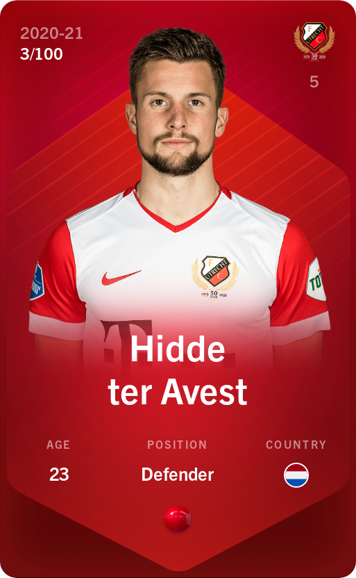 Sorare - Sorare Official - Hidde ter Avest 2020-21 • Rare 3/100 - NFT # 96913756811980774309869965094648498890746423095593258940552825030930648679674