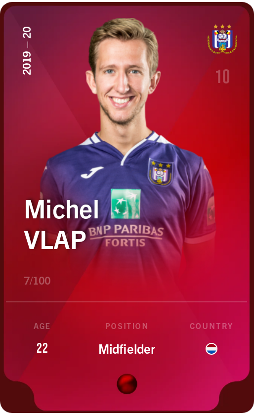 Sorare - Sorare Official - Michel Vlap 2019-20 • Rare 7/100 - NFT # 106497226386150728687074212761275353107755278567166957046559040146691017224416