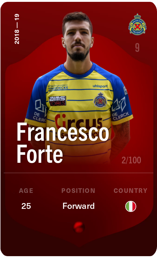 Sorare - Sorare Official - Francesco Forte 2018-19 • Rare 2/100 - NFT # 72505645267493935508612272157576664460307795915957547990601746306425453933225