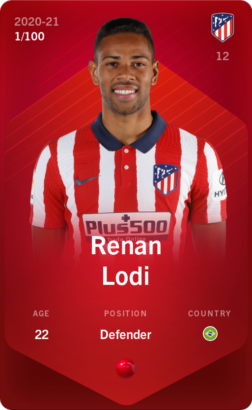 Sorare - Sorare Official - Renan Lodi 2020-21 • Rare 1/100 - NFT # 56351780620547875238585250820023691303117744718608750768075099596274246695435