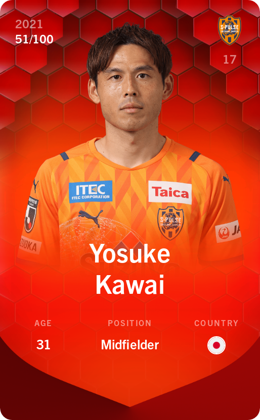Sorare - Sorare Official - Yosuke Kawai 2021-22 • Rare 51/100 - NFT # 47501741441403317041981023374805993289378872661519923726617005765153369184823