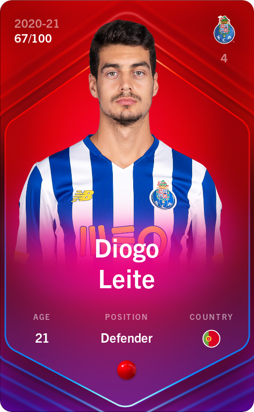 Sorare - Sorare Official - Diogo Leite 2020-21 • Rare 67/100 - NFT # 13509693920578385135946698005877470556637095199917437732722556058932301008572
