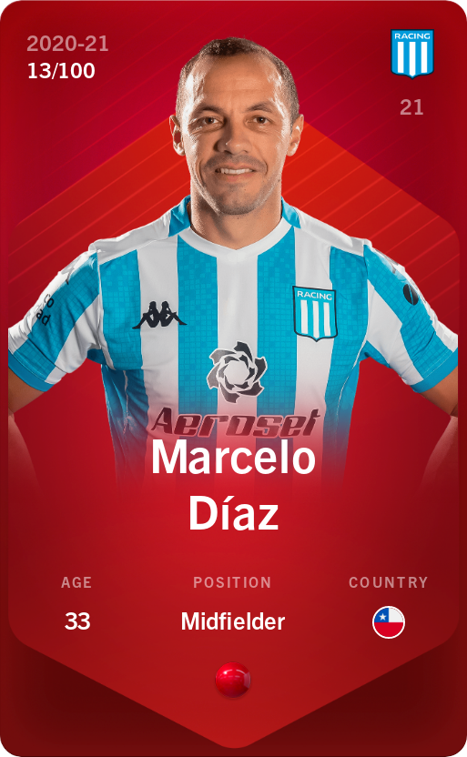 Sorare - Sorare Official - Marcelo Díaz 2020-21 • Rare 13/100 - NFT # 66281827851247629603004692484683954971250662866152549936063775782354423650560