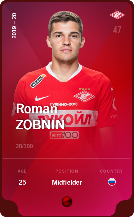 Sorare - Sorare Official - Roman Zobnin 2019-20 • Rare 28/100 - NFT # 32006214336233642970854010858660644126731287673532867761944764247397399941992