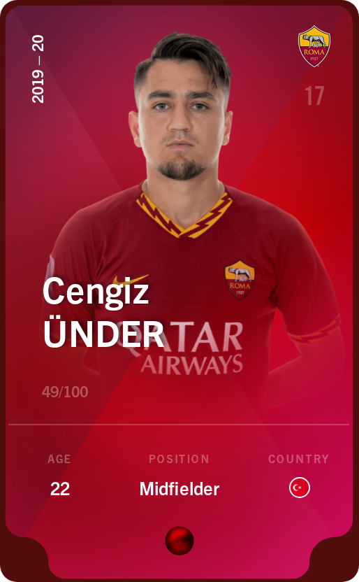 Sorare - Sorare Official - Cengiz Ünder 2019-20 • Rare 49/100 - NFT # 74597114216606660143801469509533675598909028541657903083683895341893641969054