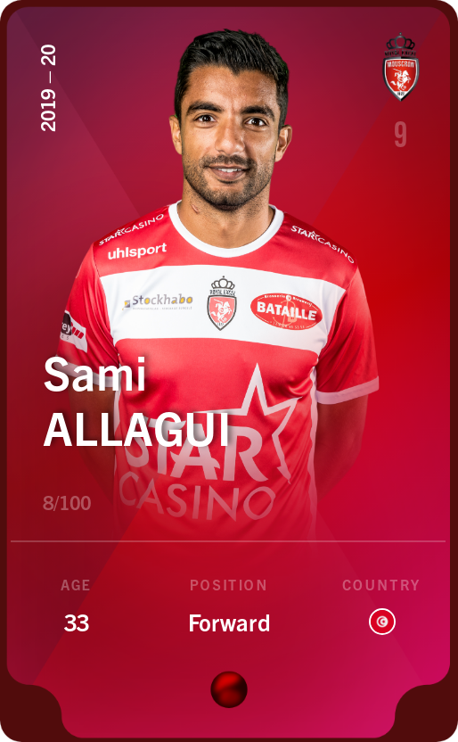 Sorare - Sorare Official - Sami Allagui 2019-20 • Rare 8/100 - NFT # 92381375254954549344555774888703220747083568454988456582957947325933373527834