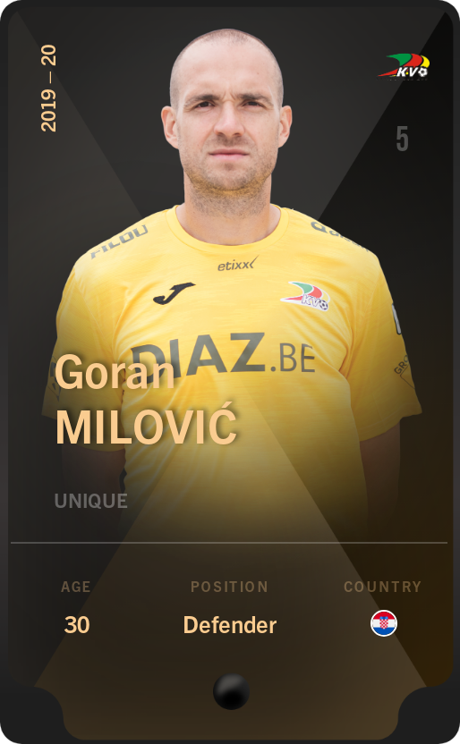 Sorare - Sorare Official - Goran Milović 2019-20 • Unique - NFT # 11244468447351265698495307599610403583537451163540333216824363737179534295120